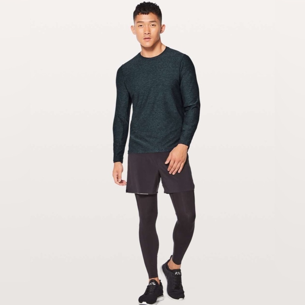 Lululemon Mens Surge Long Sleeve Shirt Teal Deep Green est sz M